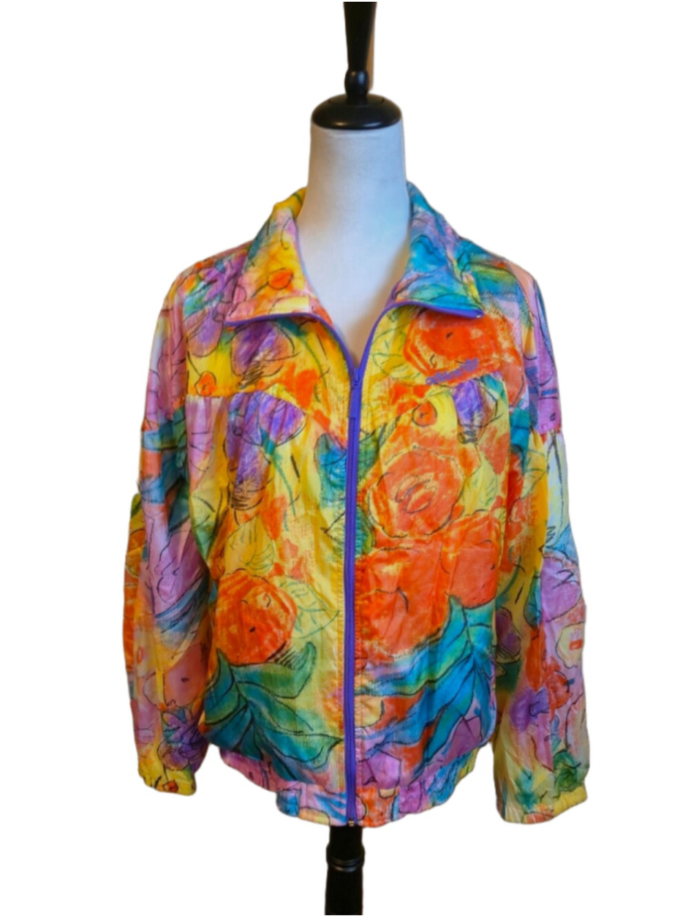Vintage 80s 90s Adidas Botanical Floral Track Jacket Windbreaker Trefoil. RARE